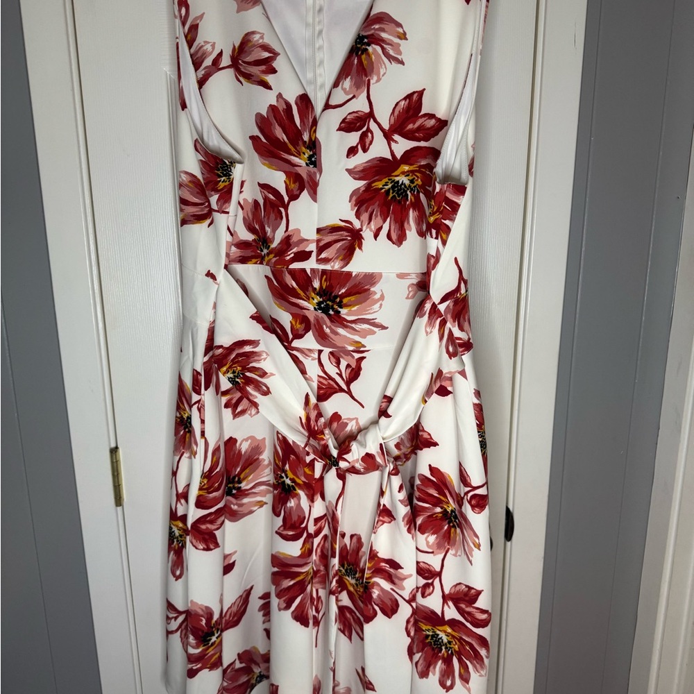 Lane Bryant Red and White Sleeveless Midi Sundress
